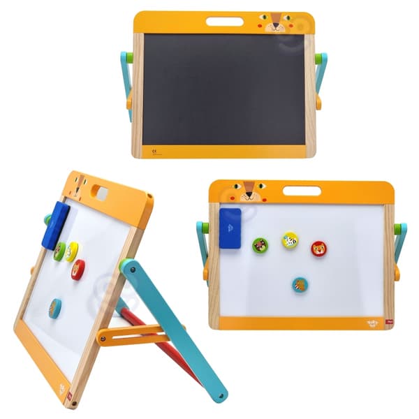 TOOKY TOY Pædagogisk Tavle 2 i 1 Magnetisk Farveblyant til Børn Magneter Svamp 6 Stk