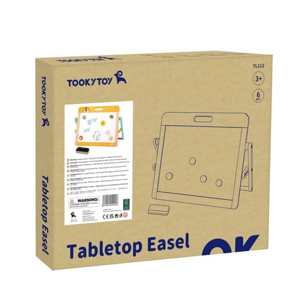 TOOKY TOY Pædagogisk Tavle 2 i 1 Magnetisk Farveblyant til Børn Magneter Svamp 6 Stk