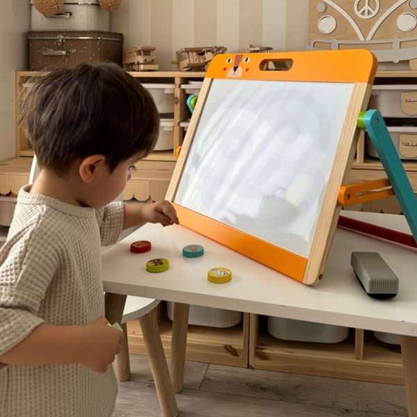 TOOKY TOY Pædagogisk Tavle 2 i 1 Magnetisk Farveblyant til Børn Magneter Svamp 6 Stk