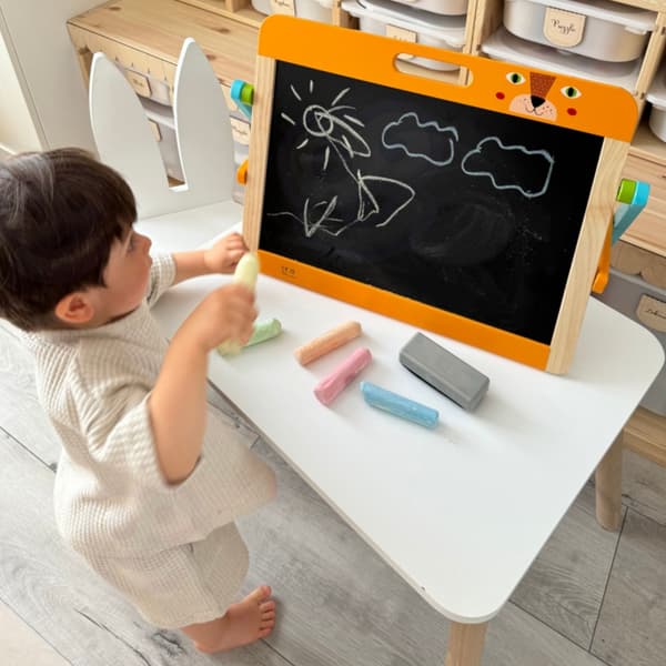 TOOKY TOY Pædagogisk Tavle 2 i 1 Magnetisk Farveblyant til Børn Magneter Svamp 6 Stk