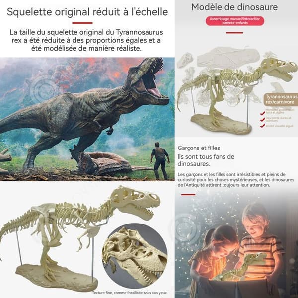 Dinosauriefossil skelett INN® 70x12x22cm PVC dinosaurgrävsats T-Rex realistisk dinosaurmodell pedagogiska leksaker present till barn