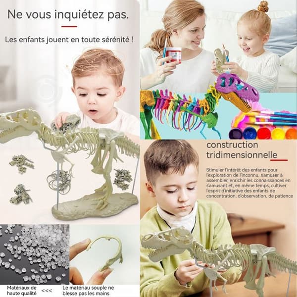 Dinosauriefossil skelett INN® 70x12x22cm PVC dinosaurgrävsats T-Rex realistisk dinosaurmodell pedagogiska leksaker present till barn