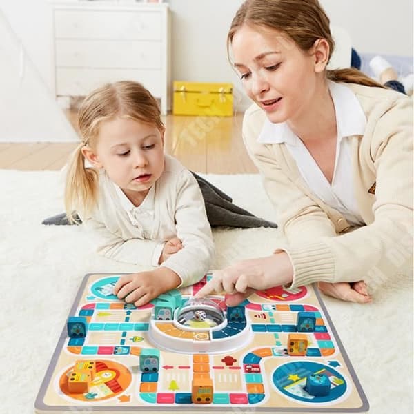 TD® Utbildningsspel för barn, dubbeltsidig spelplan, multifunktionell spelbräda, interaktiv flygande schack leksak för transport