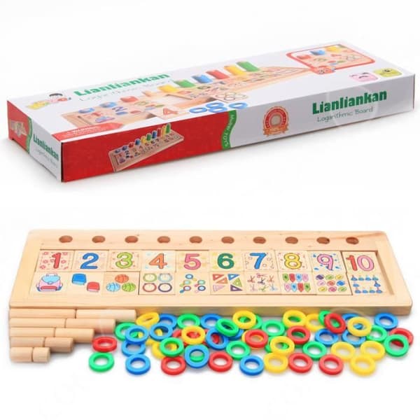Montessori pedagogiska leksaker i trä för barn - CONFOZEN - Logaritmiskt kort - Pedagogisk leksak