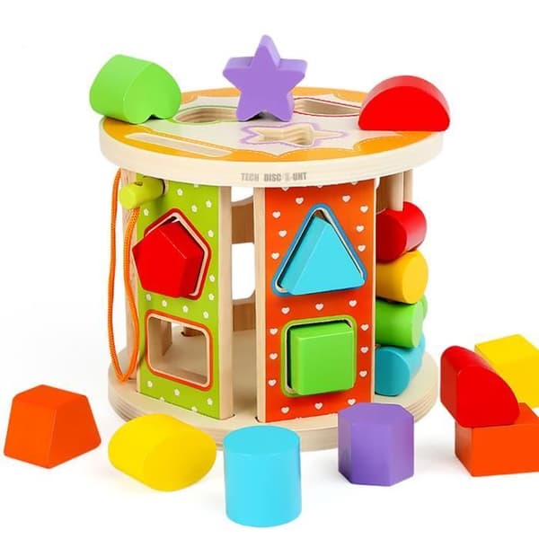 Byggklossar - TD - Colorful Shape Intelligence Box - 13 hål - Trä - Multifunktionell