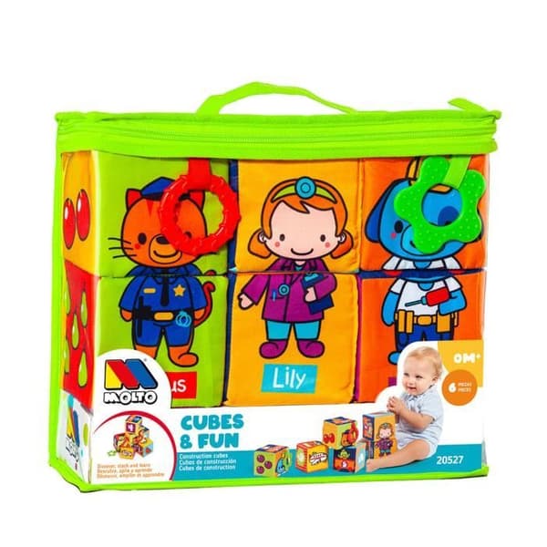 Mjuka inlärningstygblock - MOLTO - Cubes &amp; Fun - Blå - Flerfärgad - Blandad