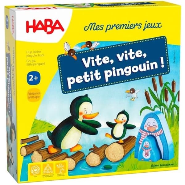 HABA - Mina första spel - Fort, fort, lilla pingvin! - Spel för barn 2 år och uppåt - Löppspel - Stimulerar räkneövningar