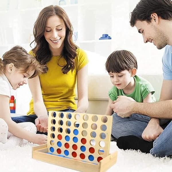 Sällskapsspel - Stort Fyra i Rad Spel - Klassisk Strategispel för Vuxna och Barn - Resespel Bärbart