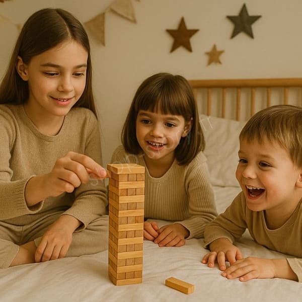 Infernaltornspel i trä reseformat 12 cm staplingsspel med 36 block - Från 3 år