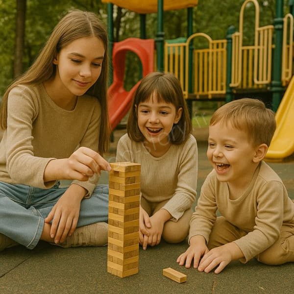 Infernaltornspel i trä reseformat 12 cm staplingsspel med 36 block - Från 3 år