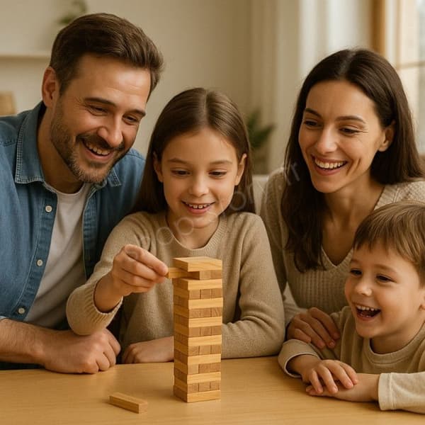 Infernaltornspel i trä reseformat 12 cm staplingsspel med 36 block - Från 3 år