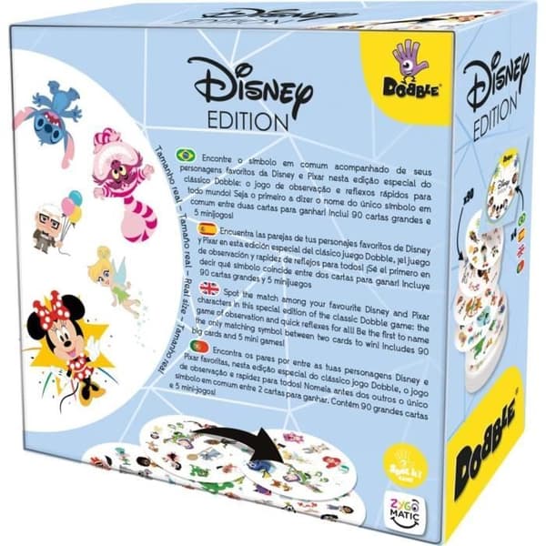 Zygomatic Dobble Disney Edition Spel med kort för action och reflexer för vuxna och barn, från 6 år, 2 till 8 spelare.