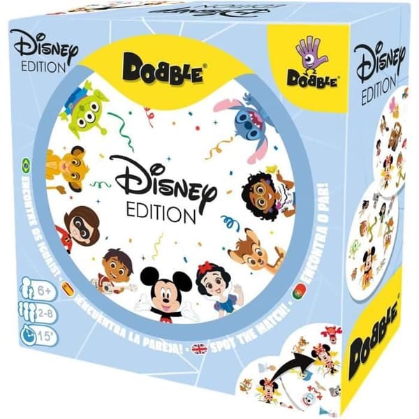 Zygomatic Dobble Disney Edition Spel med kort för action och reflexer för vuxna och barn, från 6 år, 2 till 8 spelare.