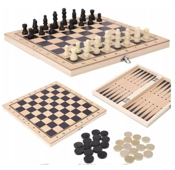 PUINEN SHAKKI KLASSINEN DAMMIPELTI 3IN1 XXL SUURI 29x29cm