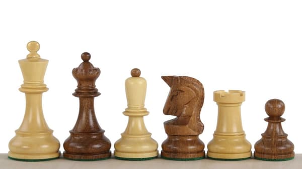 Schackpjäser i Dubrovnik, indisk akacia/buxbom, 9,6 cm - Bobby Fischer