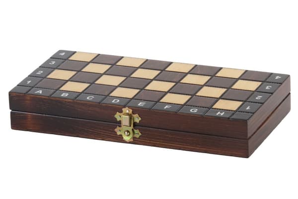 TRÆSKOLESÆT (28x28cm) - SKAK + dam + BACKGAMMON