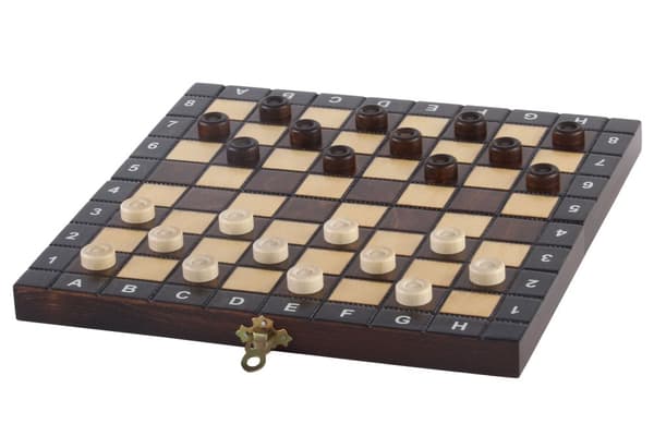 TRÆSKOLESÆT (28x28cm) - SKAK + dam + BACKGAMMON