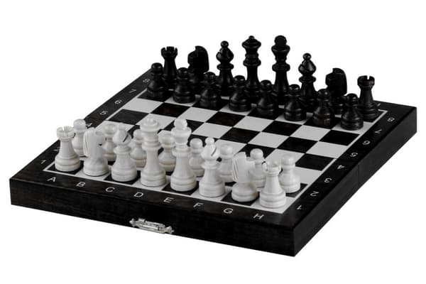 Træ MAGNETISK mini skak - sort