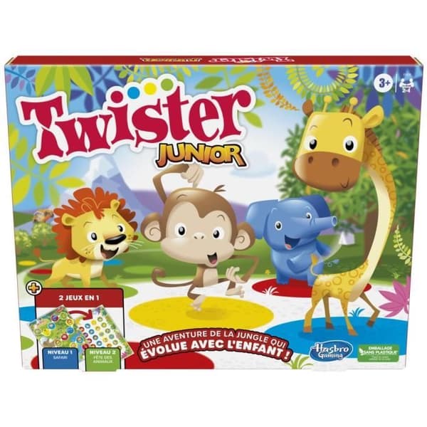 Twister Junior - Uppgraderbar 2-i-1 vändbar matta - Junior Brädspel - Hasbro Gaming