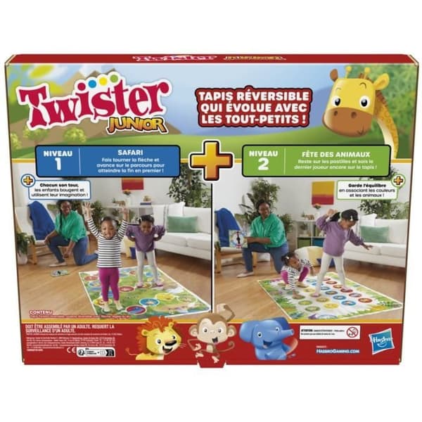 Twister Junior - Uppgraderbar 2-i-1 vändbar matta - Junior Brädspel - Hasbro Gaming