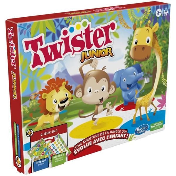Twister Junior - Uppgraderbar 2-i-1 vändbar matta - Junior Brädspel - Hasbro Gaming