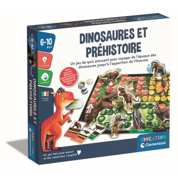 Clementoni - Dinosaurier och förhistoria frågesport - 3 olika spellägen - från 6 år och uppåt