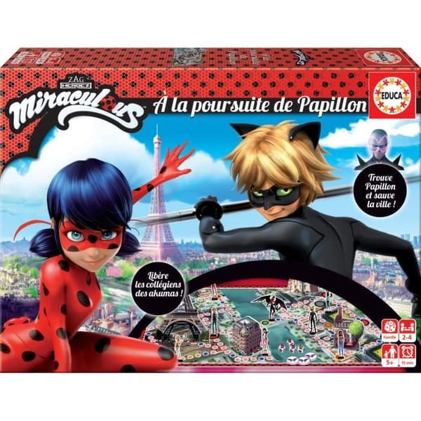 Brädspel - EDUCA - Miraculous Ladybug: In Pursuit of Butterfly - Dice fight för att rädda Paris