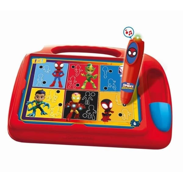 Clementoni - Spidey Desk - Utbildningsspel - Upptäck former, färger, siffror, utrymme och dimensioner - 4 tärningar