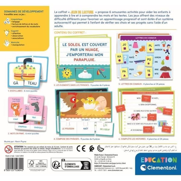 Clementoni - Lässpel box set - Förenings- och igenkänningsspel - 4 år och uppåt