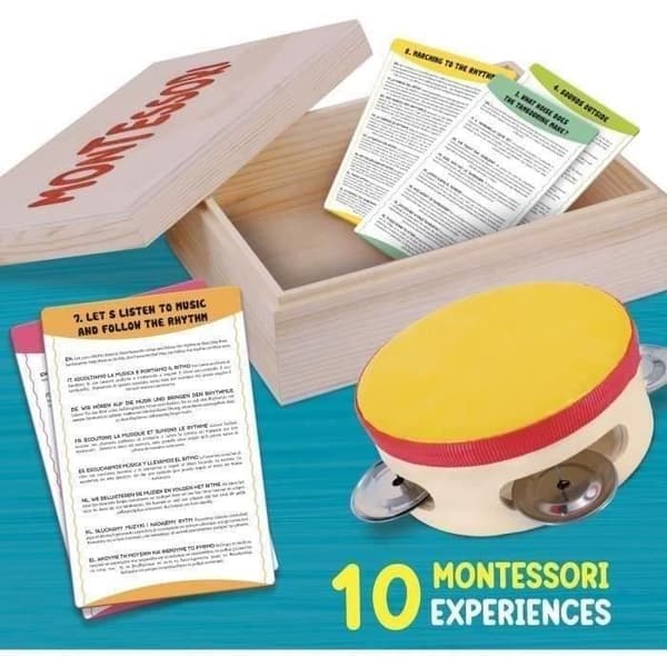 Musikspel - LISCIANI - Montessori Box - Hörsel - Trätamburin - Rytm och hörsel - Montessoriaktiviteter