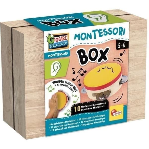 Musikspel - LISCIANI - Montessori Box - Hörsel - Trätamburin - Rytm och hörsel - Montessoriaktiviteter