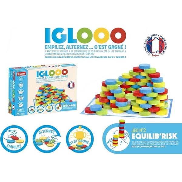 Iglooo 100 Pieces - JEUJURA - Skicklighets- och logikspel med puckar och mattor, spelregler ingår