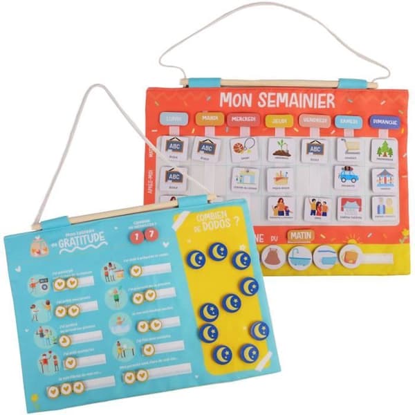 Gratitude Weekly Calendar for Children - JADE - Montessori - Pedagogiskt spel - Humör - Sömn - Barnspel - Fransk design