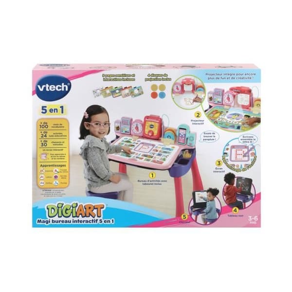 Magi Interactive Desk 5 in 1 - VTECH - Rosa - 28 bilder - från 3 år och uppåt