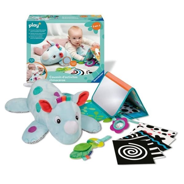 Ravensburger play+, Aktivitetskudde - Noshörning, 0-12 månader, Första ålder, bebis