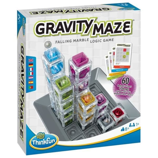 Gravity Maze logikspel, Brain teaser, Ball circuit-Construction, 60 utmaningar, från 8 år gammal-Ravensburger, 76433, ThinkFun