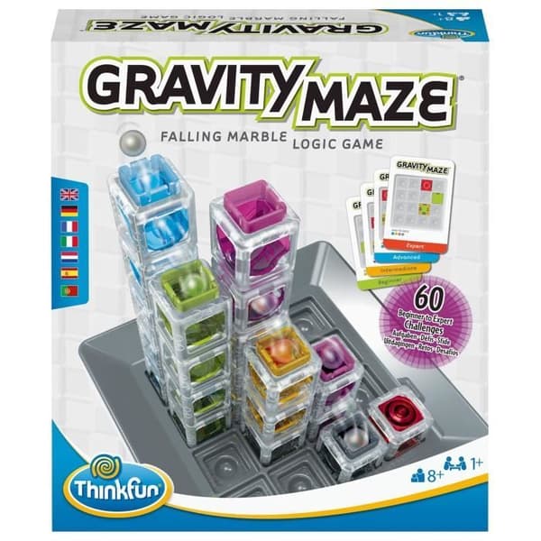 Gravity Maze logikspel, Brain teaser, Ball circuit-Construction, 60 utmaningar, från 8 år gammal-Ravensburger, 76433, ThinkFun