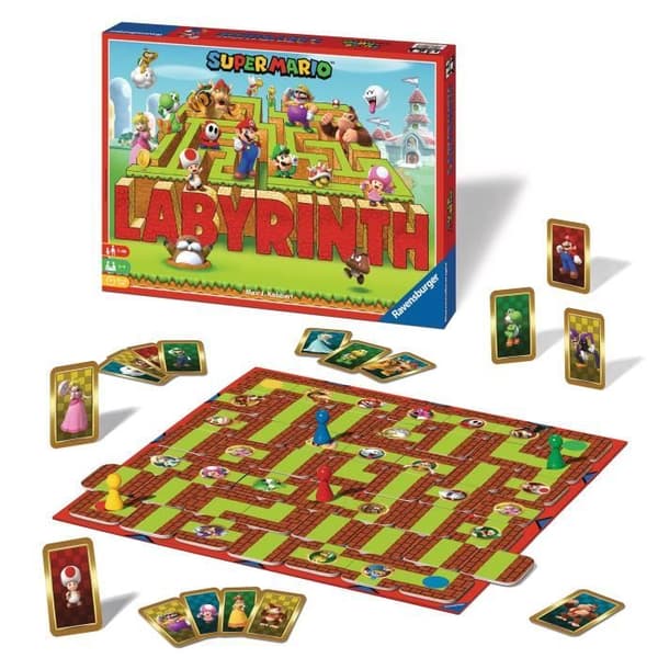 SUPER MARIO Labyrint, Familjebrädspel, Skattjakt i en rörlig labyrint, Från 7 år, Ravensburger