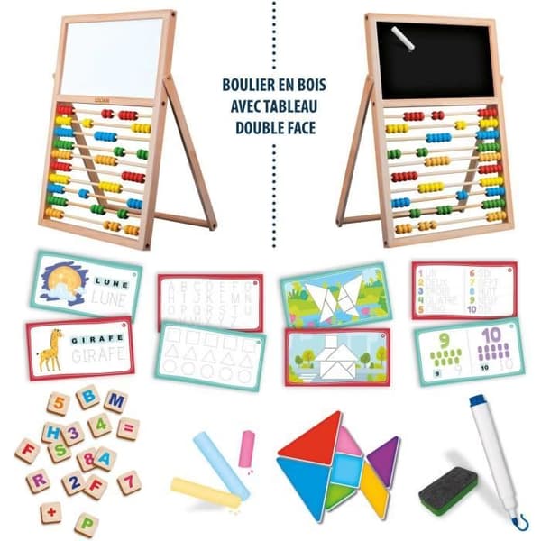 Mina första färdigheter med ställ - Montessori-spel - MONTESSORI - Dubbel Sided Tavel, Magnetiska Bokstäver och Siffror