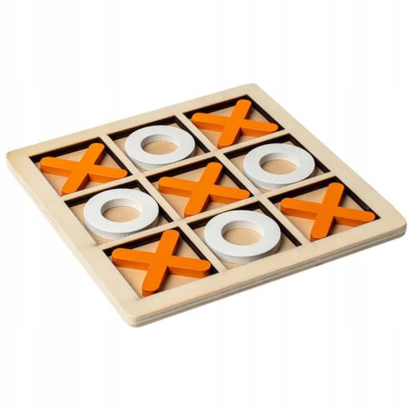TICKE-TÅ-SPEL för BARN FÄRGGLATT Trä 14x14cm Orange