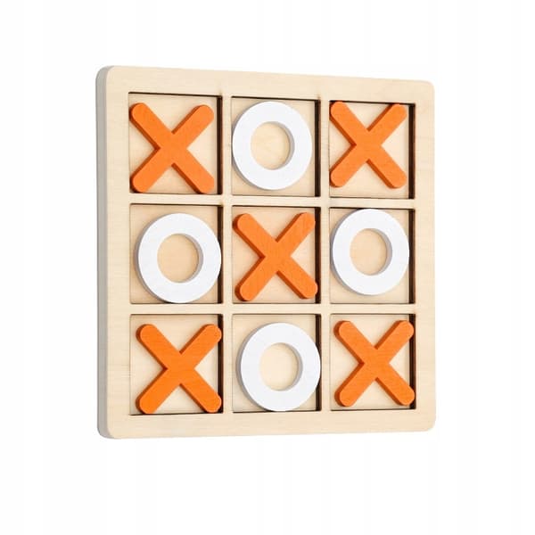 TICKE-TÅ-SPEL för BARN FÄRGGLATT Trä 14x14cm Orange
