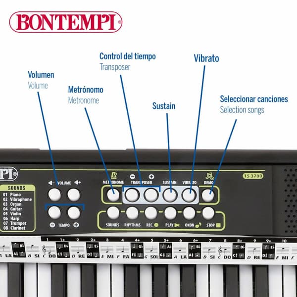 Tangentbord 37 Tangenter Bontempi 42 x 4 x 15 cm (6 antal)