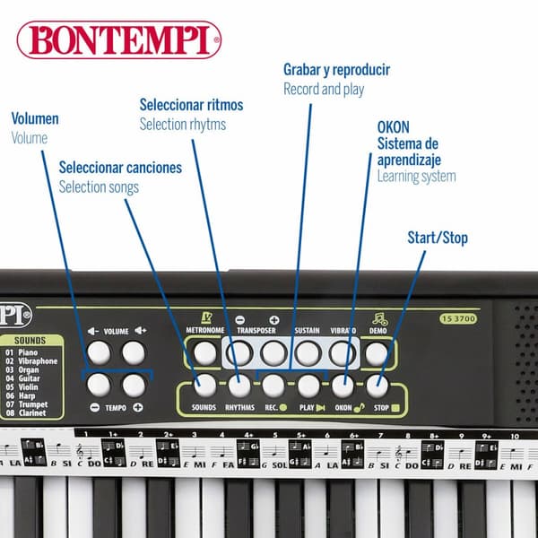 Tangentbord 37 Tangenter Bontempi 42 x 4 x 15 cm (6 antal)