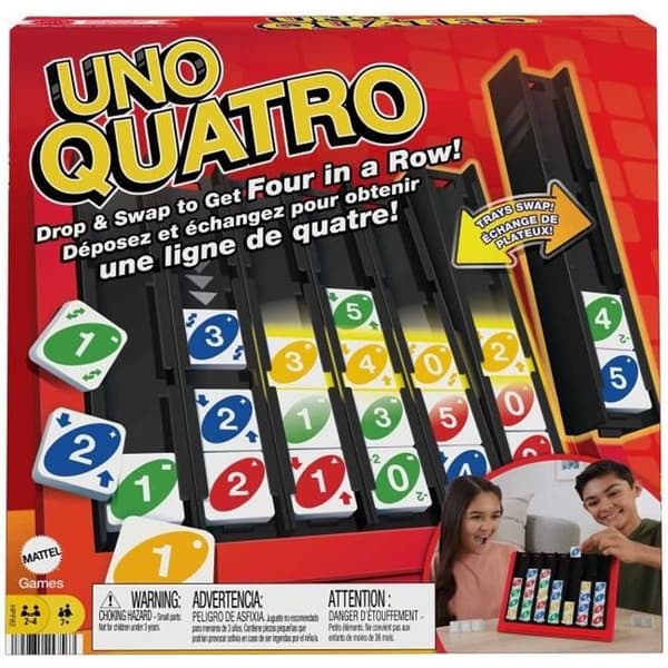 Mattel Games - UNO®-Quatro-Game för vuxna, familjekväll och spelkväll HPF82