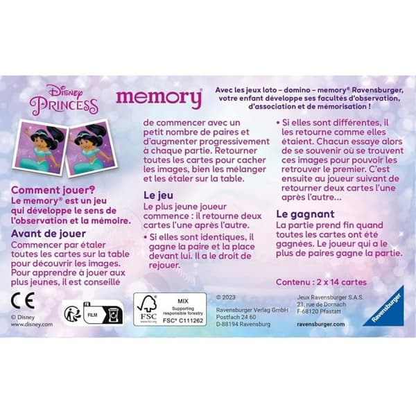 Spelkort Memory Game Disney Princesses RAVENSBURGER familjebrädspel