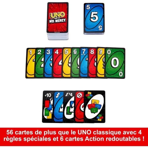 Mattel Games - UNO No Mercy - Kortspel för hela familjen