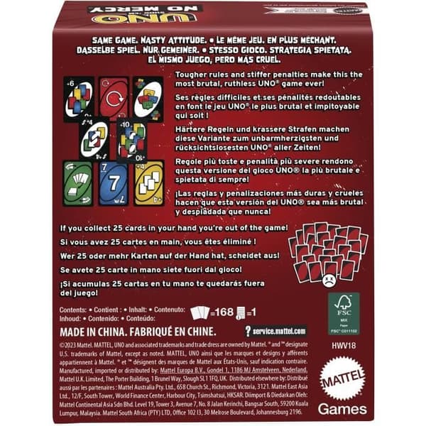 Mattel Games - UNO No Mercy - Kortspel för hela familjen