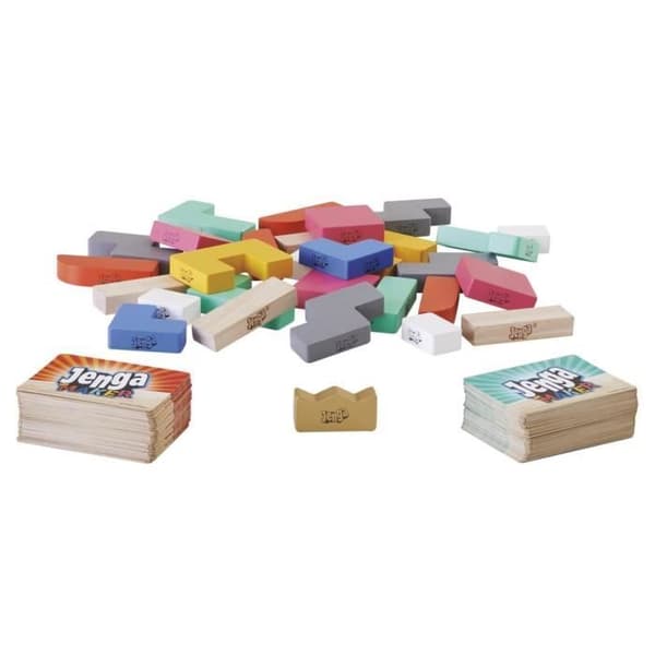 Jenga Maker, staplingstorn med äkta massiva träblock, spel för barn från 8 år och uppåt, för 2 till 6 spelare