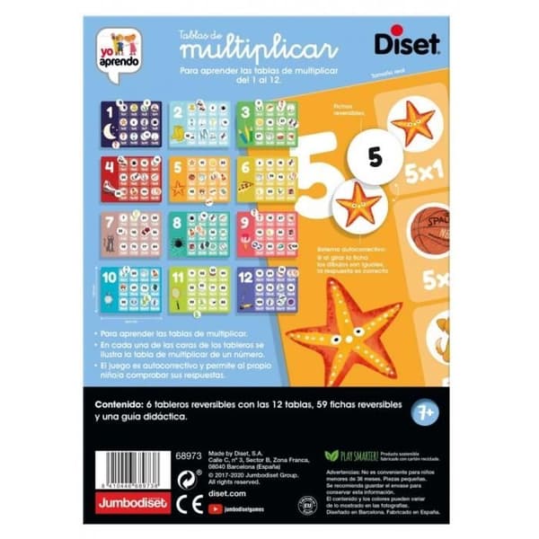 Pedagogiskt spel - DISET - Jag lär mig multiplikationstabellerna - självkorrigerande system - flerfärgad