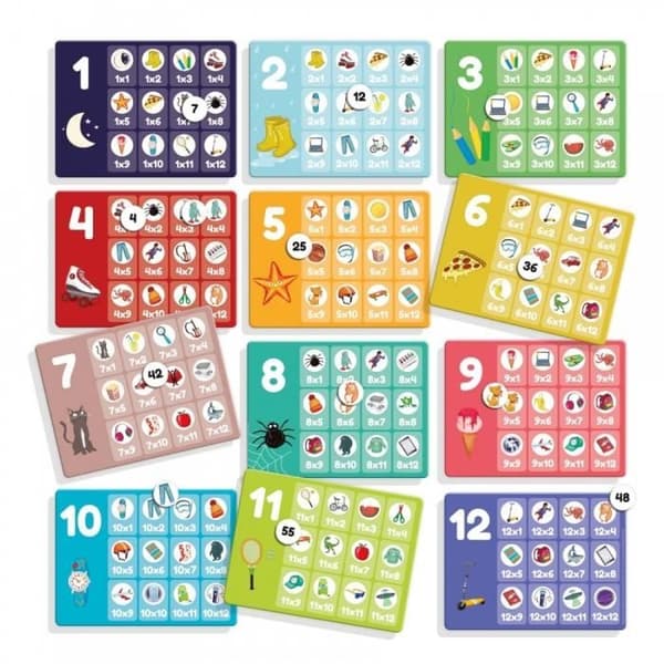 Pedagogiskt spel - DISET - Jag lär mig multiplikationstabellerna - självkorrigerande system - flerfärgad